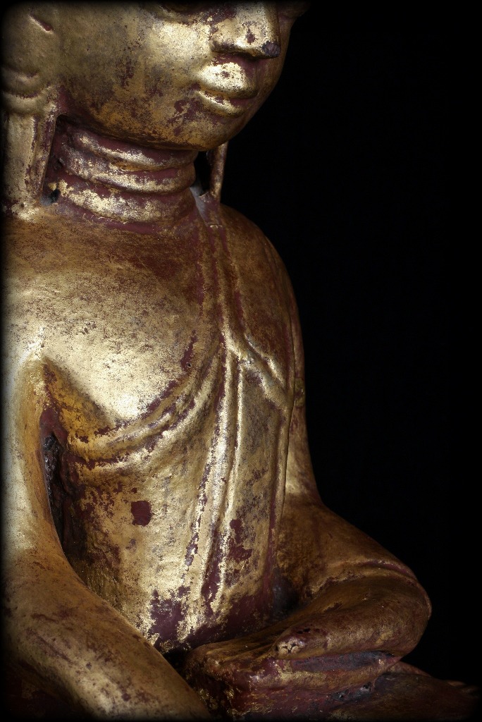 Extremely Rare 19C Wood Burma Madalay Buddha #A038